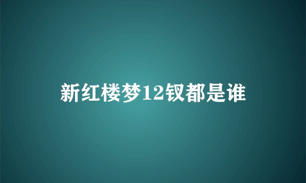 新红楼梦12钗都是谁