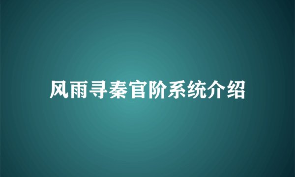 风雨寻秦官阶系统介绍