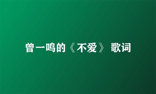曾一鸣的《不爱》 歌词