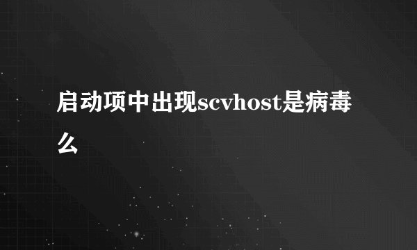 启动项中出现scvhost是病毒么