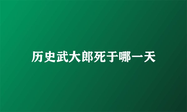 历史武大郎死于哪一天