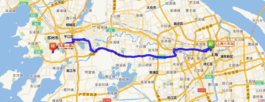 丁丁地图 上海到苏州凤凰山公墓怎么走