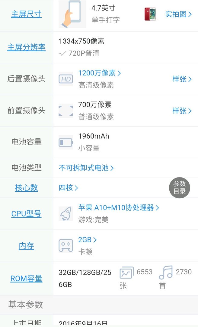 苹果手机7屏幕大小尺寸是多少