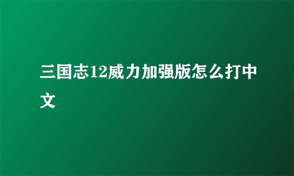 三国志12威力加强版怎么打中文