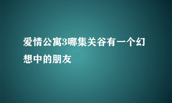 爱情公寓3哪集关谷有一个幻想中的朋友