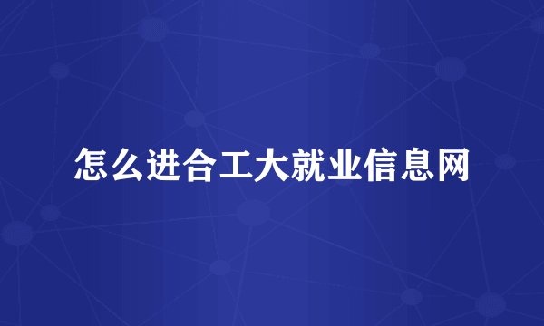 怎么进合工大就业信息网