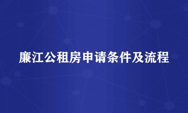 廉江公租房申请条件及流程