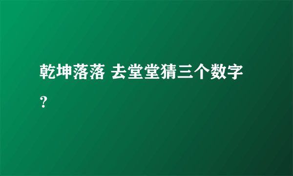 乾坤落落 去堂堂猜三个数字？
