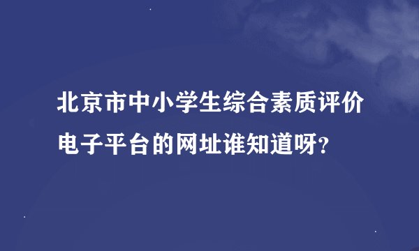 北京市中小学生综合素质评价电子平台的网址谁知道呀？