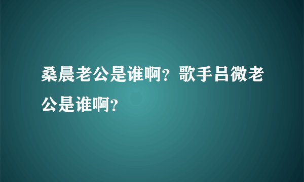 桑晨老公是谁啊？歌手吕微老公是谁啊？