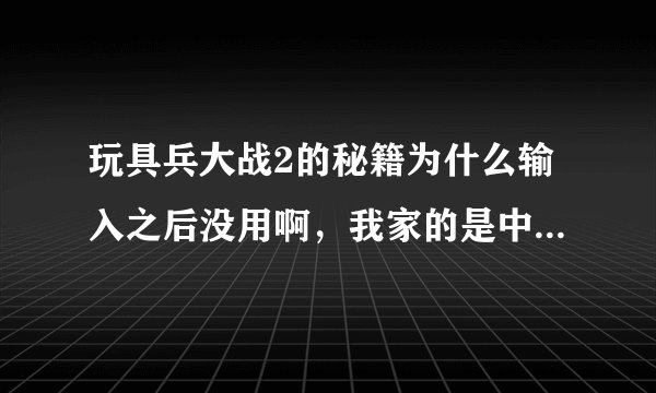 玩具兵大战2的秘籍为什么输入之后没用啊，我家的是中文版的，求求各位告诉我吧，谢谢了。