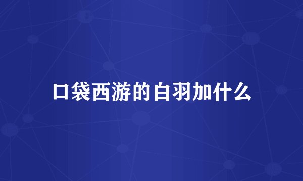 口袋西游的白羽加什么