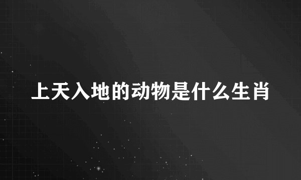 上天入地的动物是什么生肖
