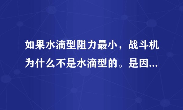 如果水滴型阻力最小，战斗机为什么不是水滴型的。是因为除了压差阻力外还有别的因素？