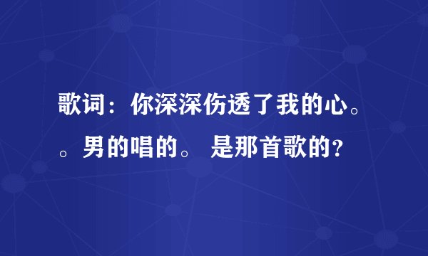 歌词：你深深伤透了我的心。。男的唱的。 是那首歌的？
