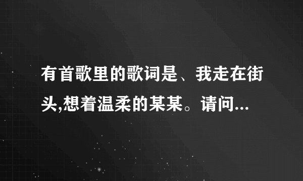 有首歌里的歌词是、我走在街头,想着温柔的某某。请问的什么歌?？拜托各位大神