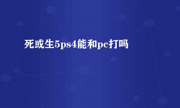 死或生5ps4能和pc打吗