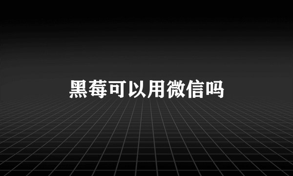 黑莓可以用微信吗