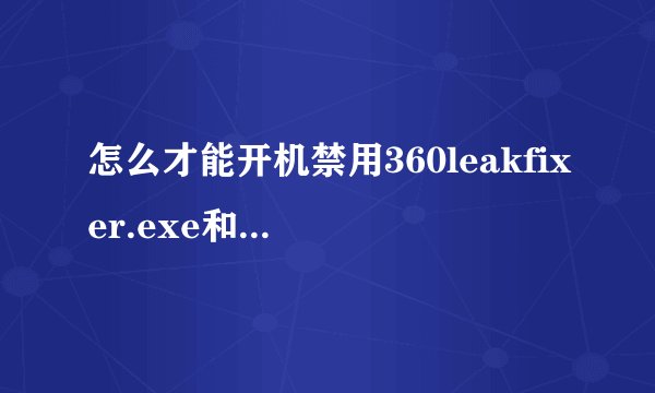 怎么才能开机禁用360leakfixer.exe和360speedld.exe两个进程，因为它们容易造成开机后假死