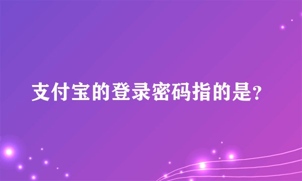 支付宝的登录密码指的是？