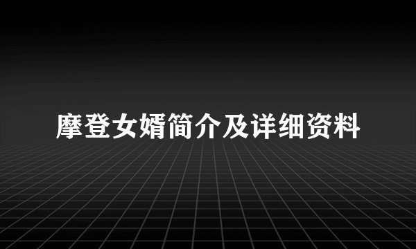 摩登女婿简介及详细资料
