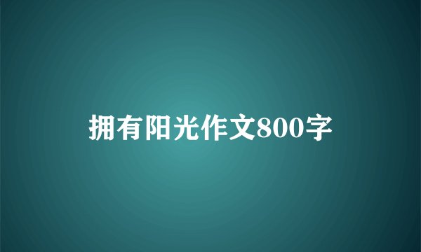 拥有阳光作文800字