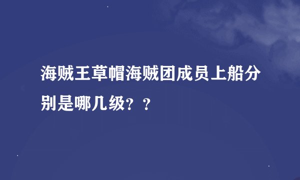 海贼王草帽海贼团成员上船分别是哪几级？？