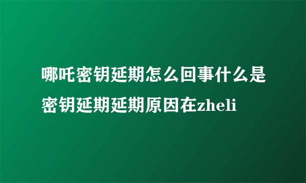 哪吒密钥延期怎么回事什么是密钥延期延期原因在zheli