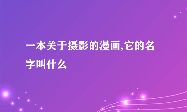 一本关于摄影的漫画,它的名字叫什么