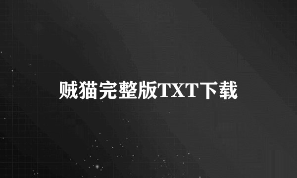 贼猫完整版TXT下载