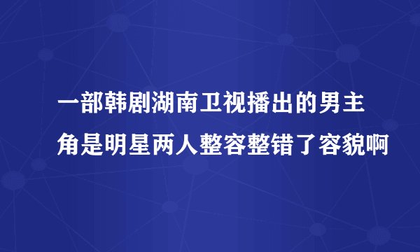 一部韩剧湖南卫视播出的男主角是明星两人整容整错了容貌啊
