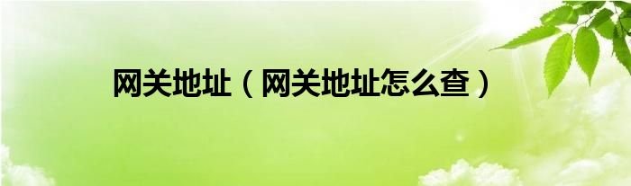 网关地址网关地址怎么查