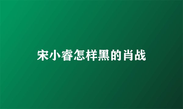 宋小睿怎样黑的肖战
