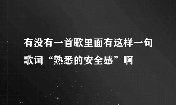 有没有一首歌里面有这样一句歌词“熟悉的安全感”啊