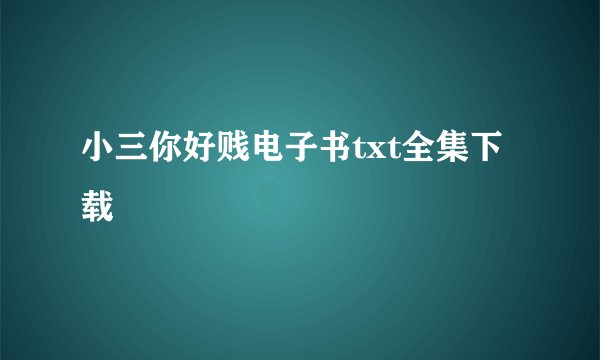 小三你好贱电子书txt全集下载