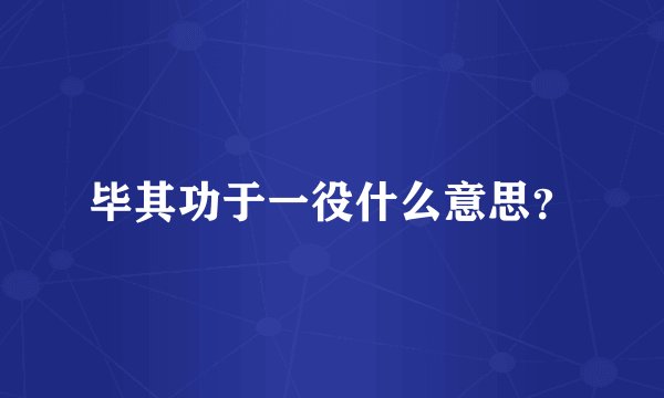 毕其功于一役什么意思？