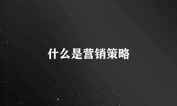 什么是营销策略