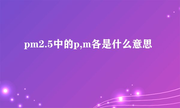pm2.5中的p,m各是什么意思