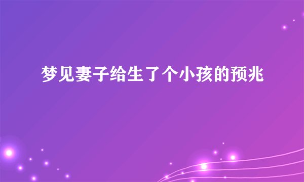 梦见妻子给生了个小孩的预兆