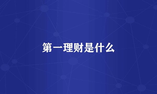 第一理财是什么