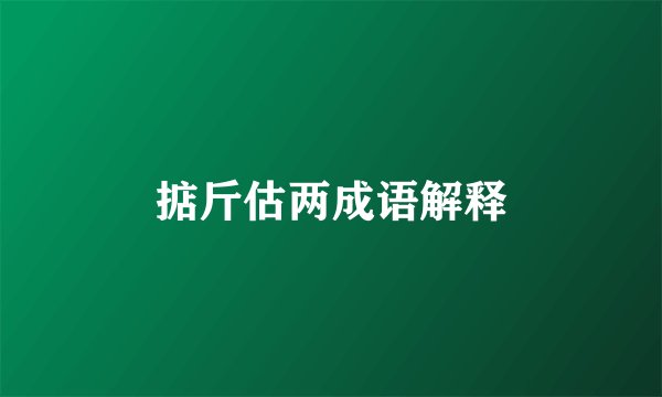 掂斤估两成语解释