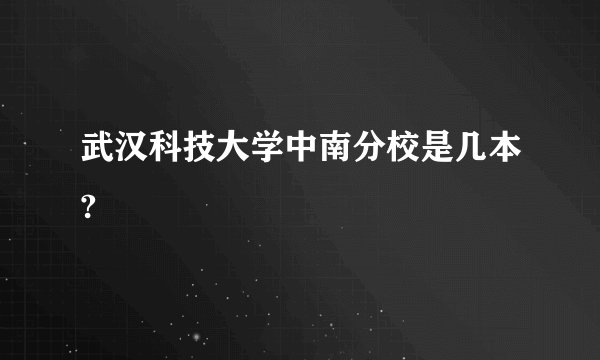 武汉科技大学中南分校是几本?