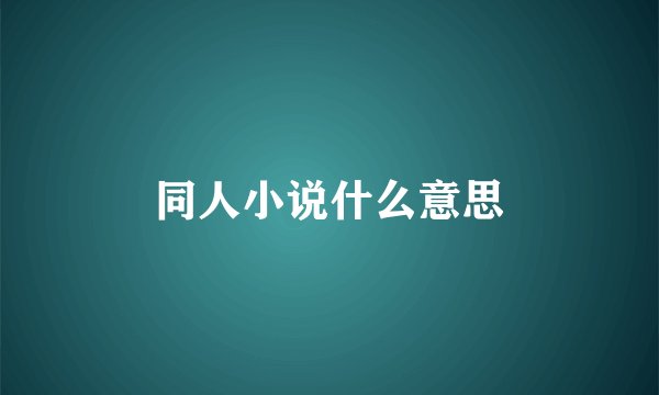 同人小说什么意思