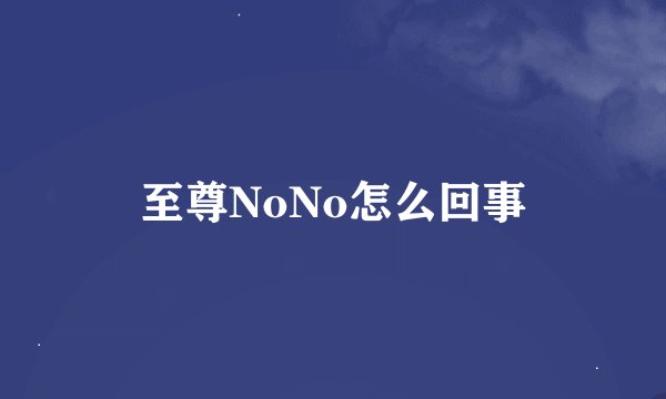 至尊NoNo怎么回事