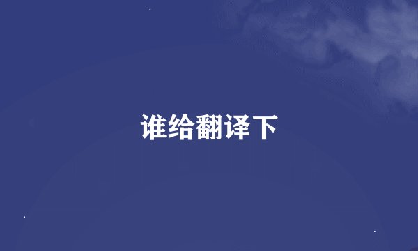 谁给翻译下