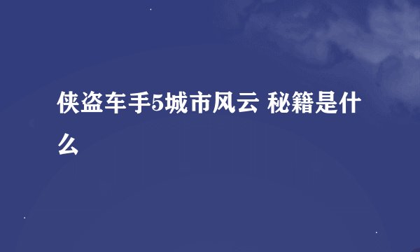 侠盗车手5城市风云 秘籍是什么