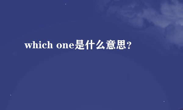 which one是什么意思？