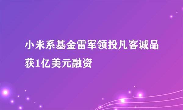 小米系基金雷军领投凡客诚品获1亿美元融资