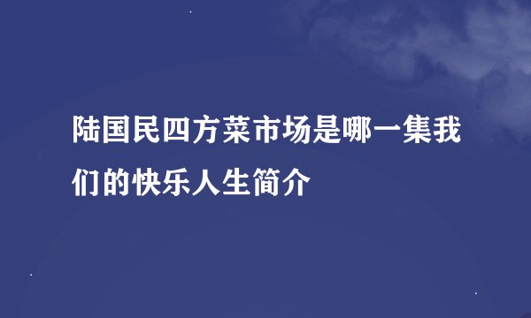 陆国民四方菜市场是哪一集我们的快乐人生简介