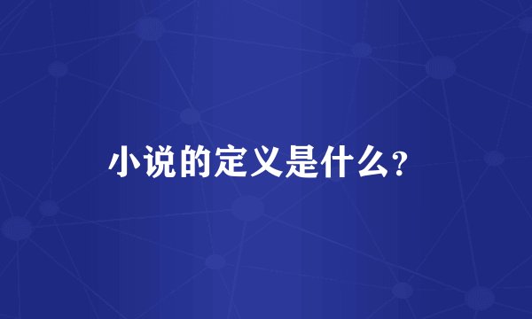小说的定义是什么？